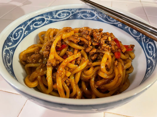 Garlic Basil Udon Noodle Stir Fry