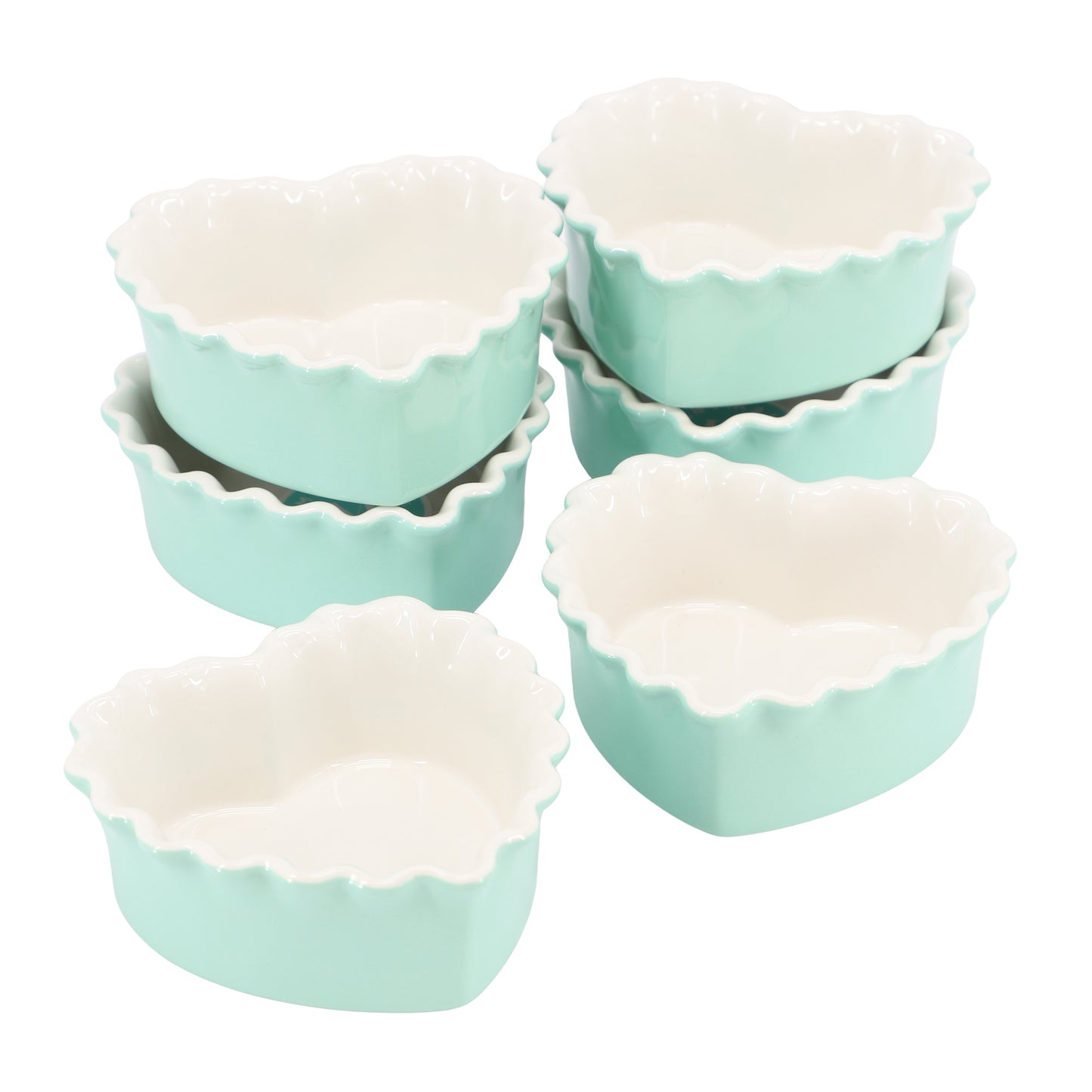 Martha Stewart Hartley 6 Piece 4.1 Inch Stoneware Heart Shape Baker Set