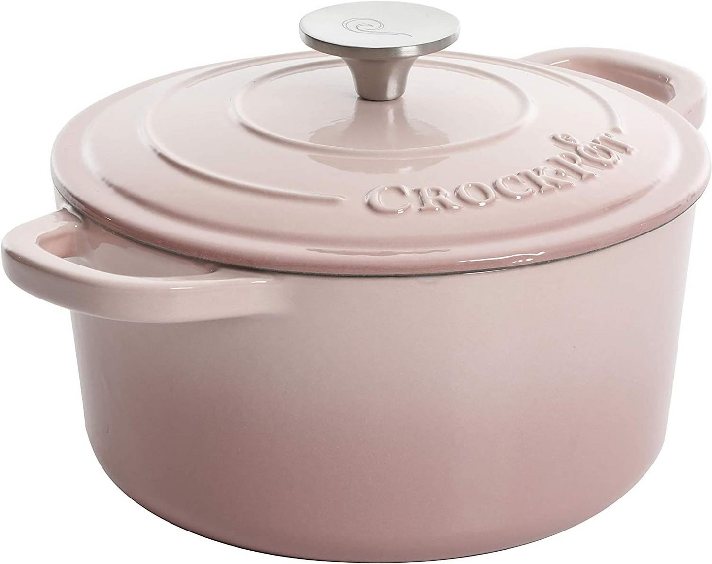 Crock-Pot Artisan 5 Quart Round Enameled Cast Iron Dutch Oven with Lid in Blush Pink