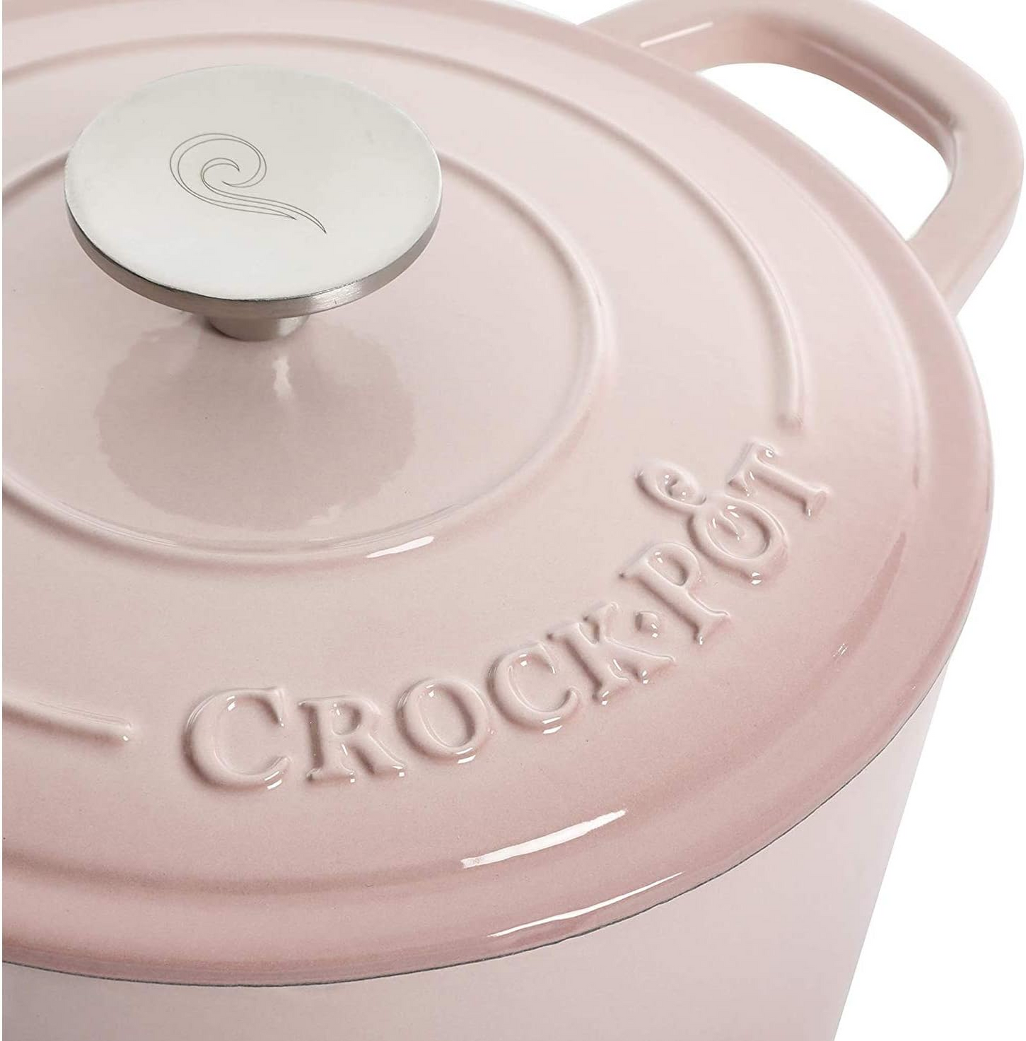 Crock-Pot Artisan 5 Quart Round Enameled Cast Iron Dutch Oven with Lid in Blush Pink