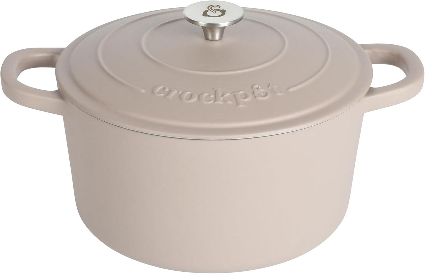 Crock-Pot Artisan 5 Quart Round Enameled Cast Iron Dutch Oven with Lid in Matte Dusty Pink