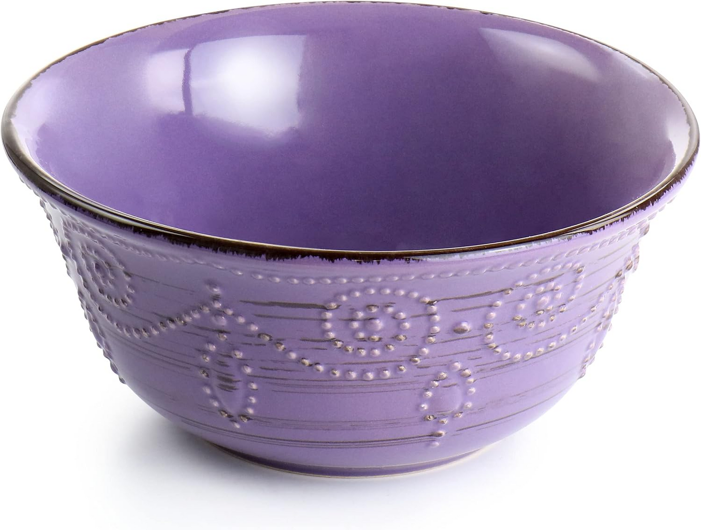 Elama Rustic Birch 16 Piece Stoneware Dinnerware Set in Purple