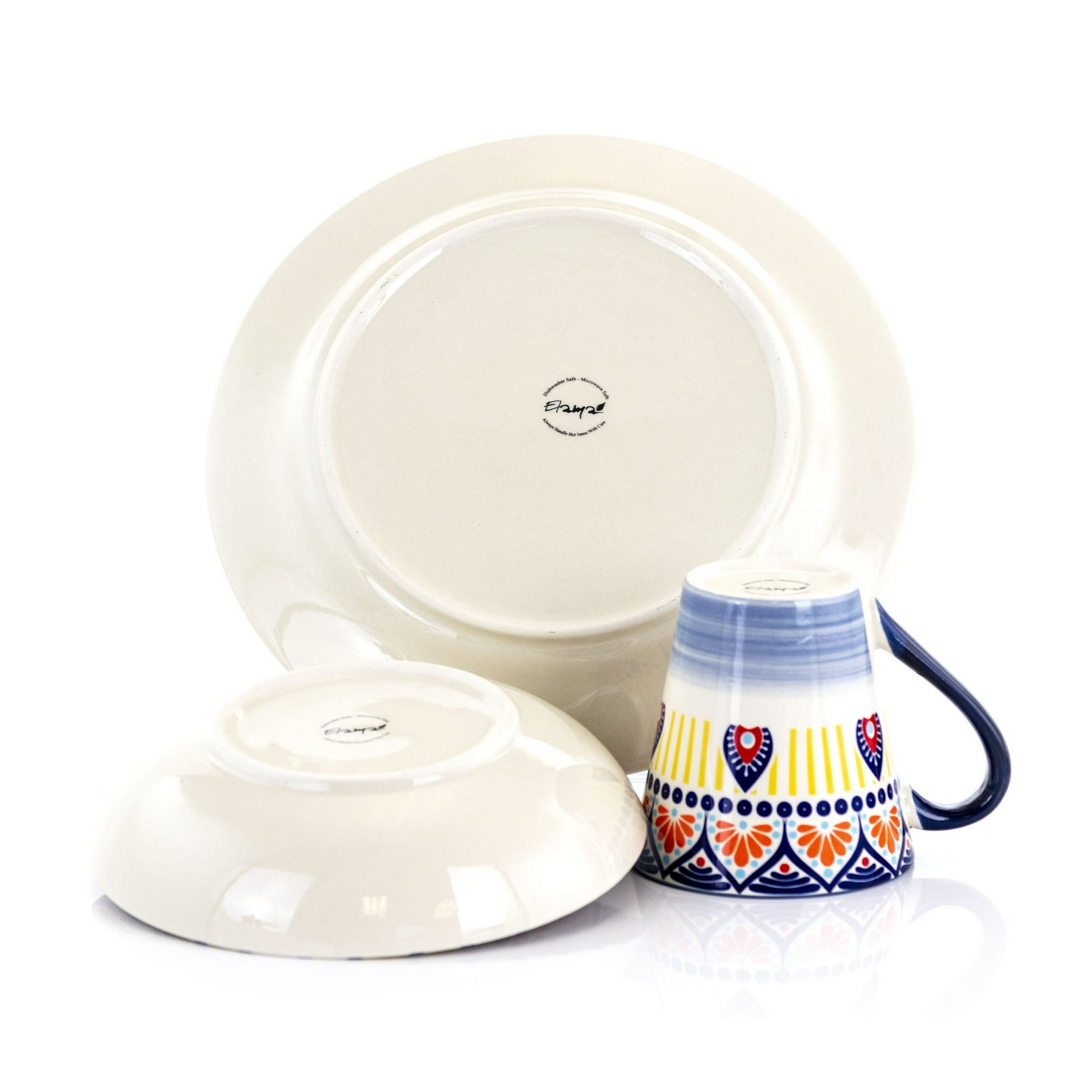 Elama Zen Blue Mozaik 16 Piece Luxurious Stoneware Dinnerware Set