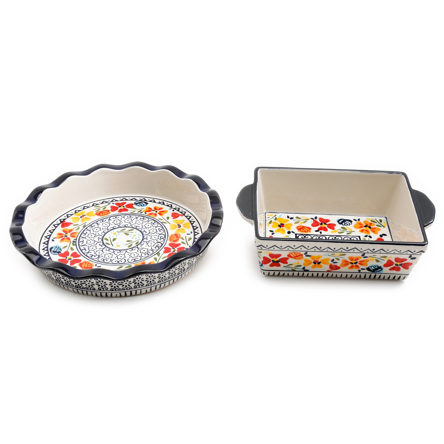 Gibson Luxembourg Stoneware 10.5 Inch Pie Dish & 10 Inch Bakeware Set