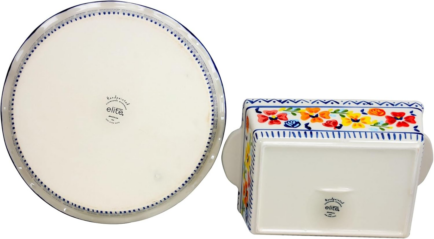 Gibson Luxembourg Stoneware 10.5 Inch Pie Dish & 10 Inch Bakeware Set