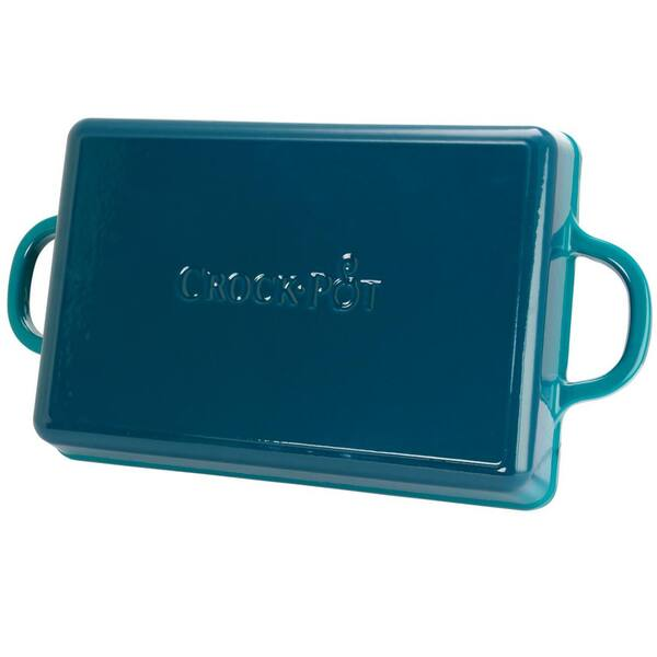 Crock-Pot Artisan 13 Inch Enameled Cast Iron Lasagna Pan in Teal Blue