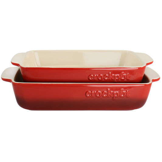Crock-Pot Artisan 2 Piece Stoneware Bake Pans in Gradient Red