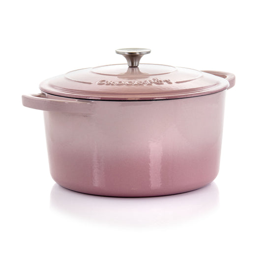 Crock-Pot Artisan 7 Quart Round Enameled Cast Iron Dutch Oven with Lid in Blush Pink