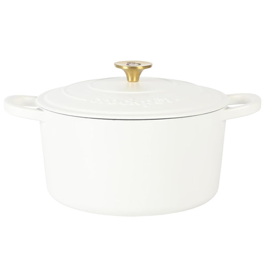 Crock-Pot Artisan 5 Quart Round Enameled Cast Iron Dutch Oven with Lid in Linen