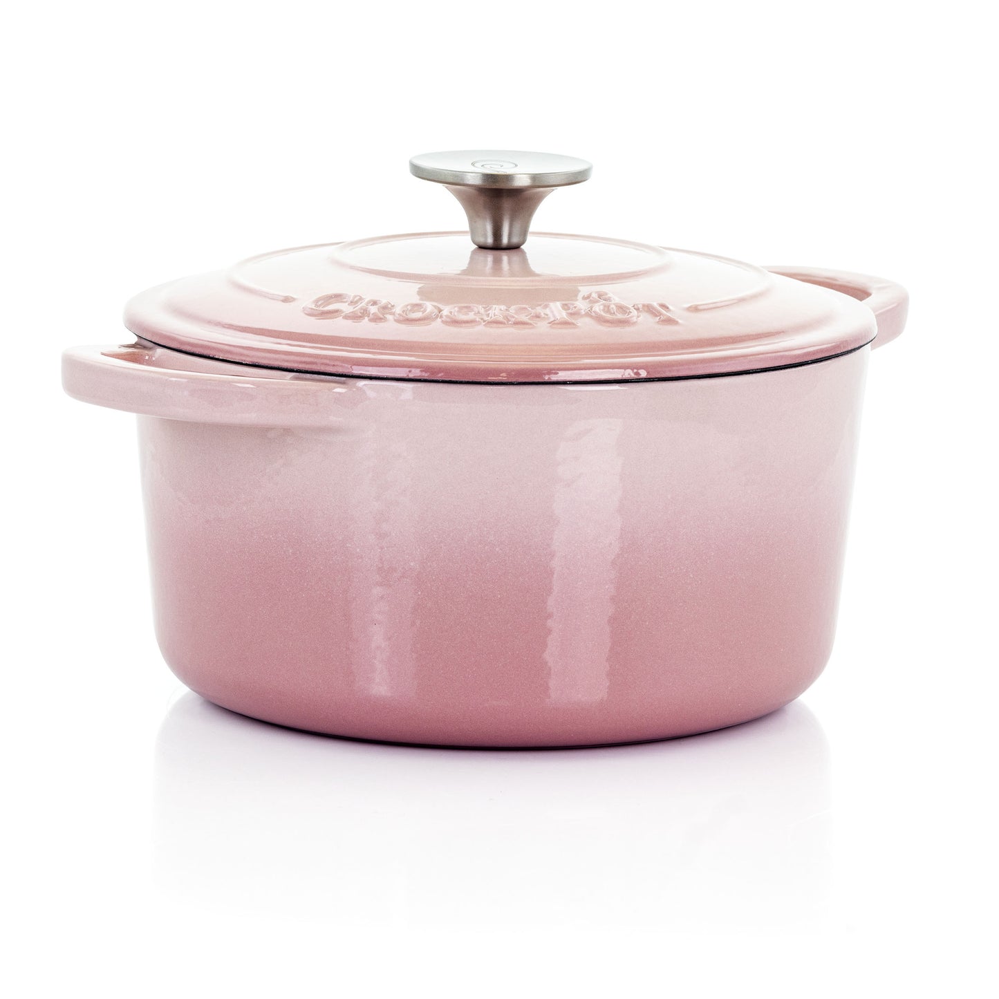 Crock-Pot Artisan 3 Quart Round Enameled Cast Iron Dutch Oven with Lid in Blush Pink