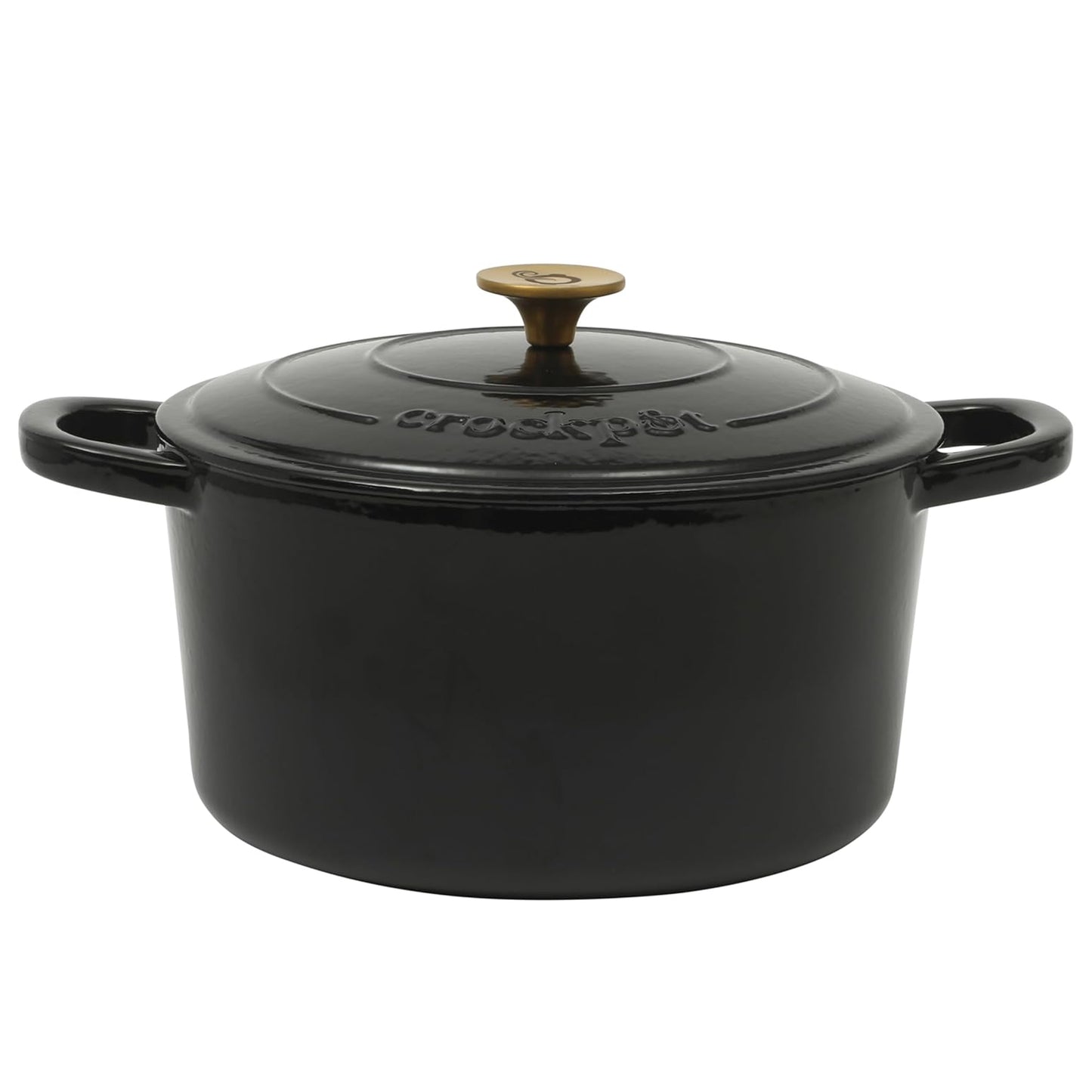 Crock-Pot Artisan 7 Quart Round Enameled Cast Iron Dutch Oven with Lid in Black
