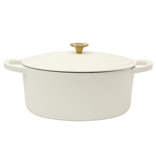 Crock-Pot Artisan 7 Quart Oval Enameled Cast Iron Dutch Oven with Lid in Linen