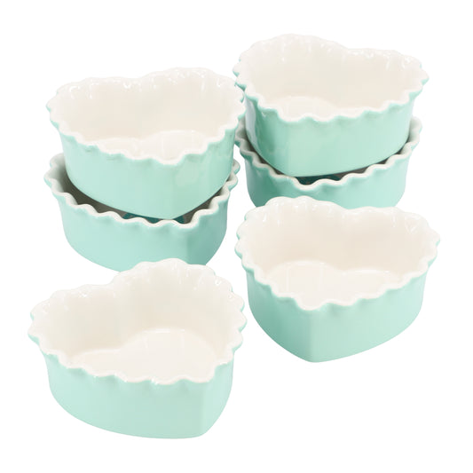 Martha Stewart Hartley 6 Piece 4.1 Inch Stoneware Heart Shape Baker Set