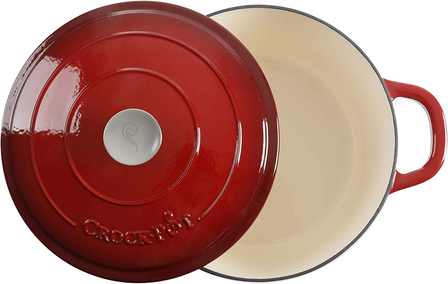 Crock-Pot Artisan 7 Quart Round Enameled Cast Iron Dutch Oven with Lid in Scarlet Red