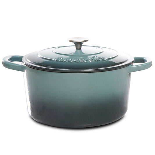Crock-Pot Artisan 7 Quart Round Enameled Cast Iron Dutch Oven with Lid in Slate Gray