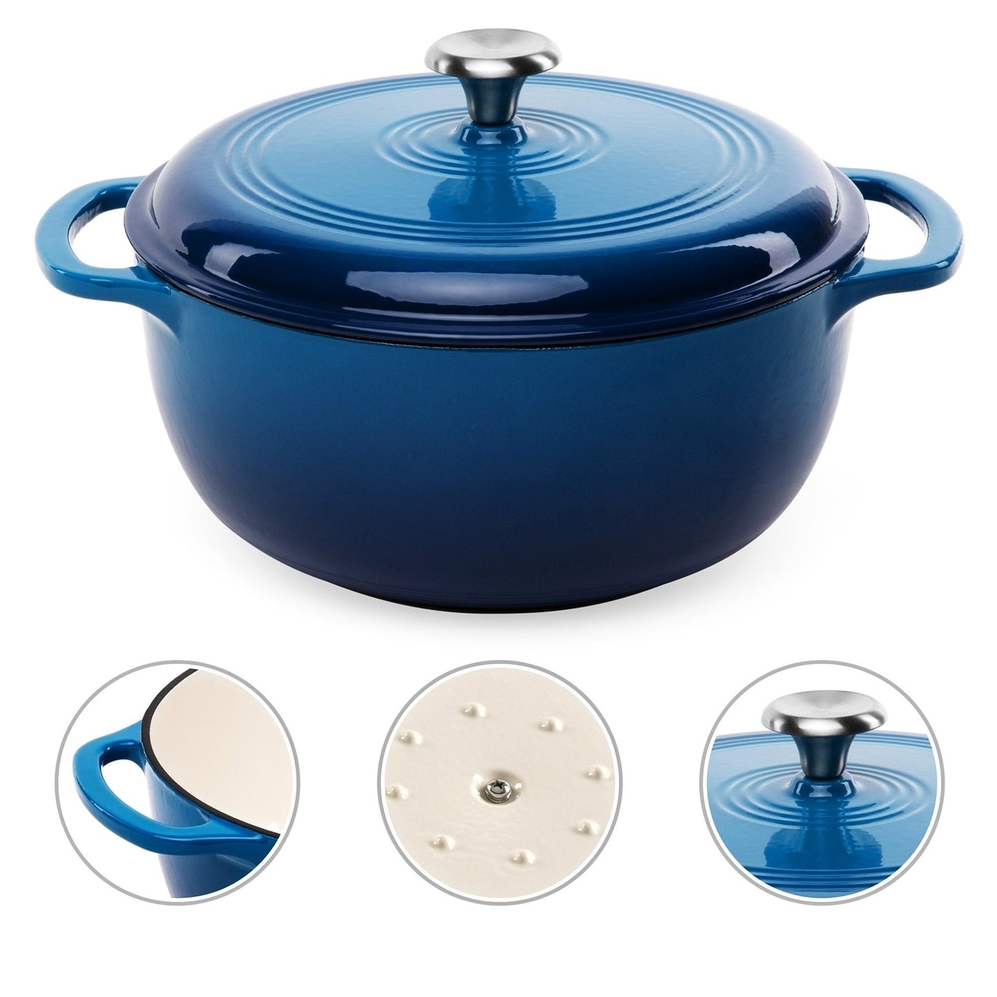 Best Choice 6 Quart Round Enameled Cast Iron Dutch Oven with Lid in Blue