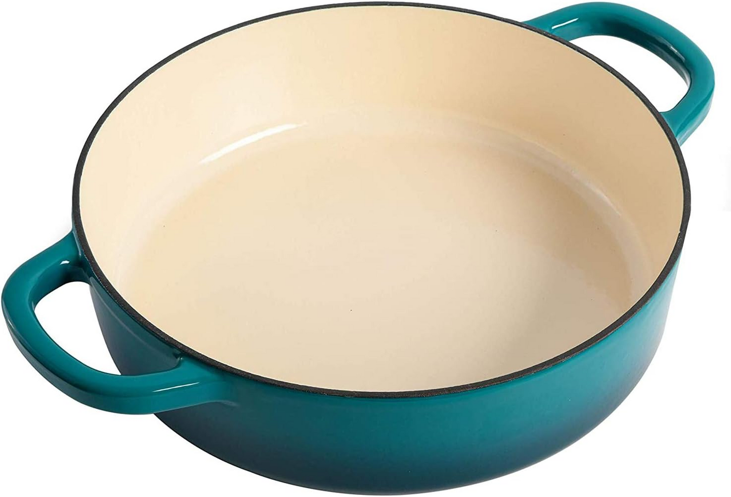 Crock-Pot Artisan 5 Quart Round Enameled Cast Iron Braiser Pan with Self Basting Lid in Teal Ombre