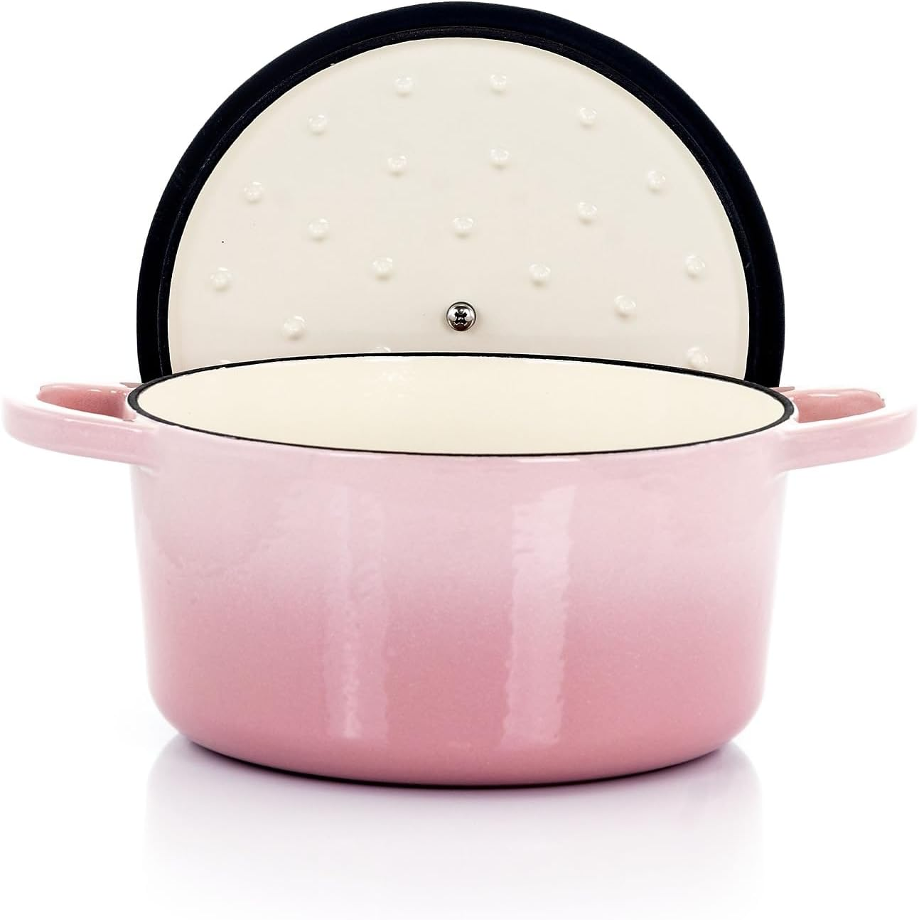 Crock-Pot Artisan 3 Quart Round Enameled Cast Iron Dutch Oven with Lid in Blush Pink