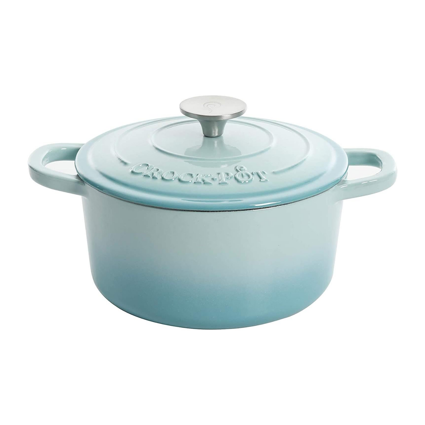 Crock-Pot Artisan 5 Quart Round Enameled Cast Iron Dutch Oven with Lid in Aqua Blue