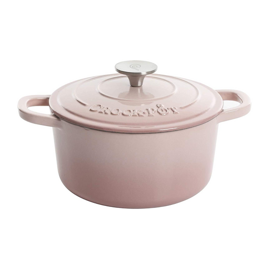 Crock-Pot Artisan 5 Quart Round Enameled Cast Iron Dutch Oven with Lid in Blush Pink