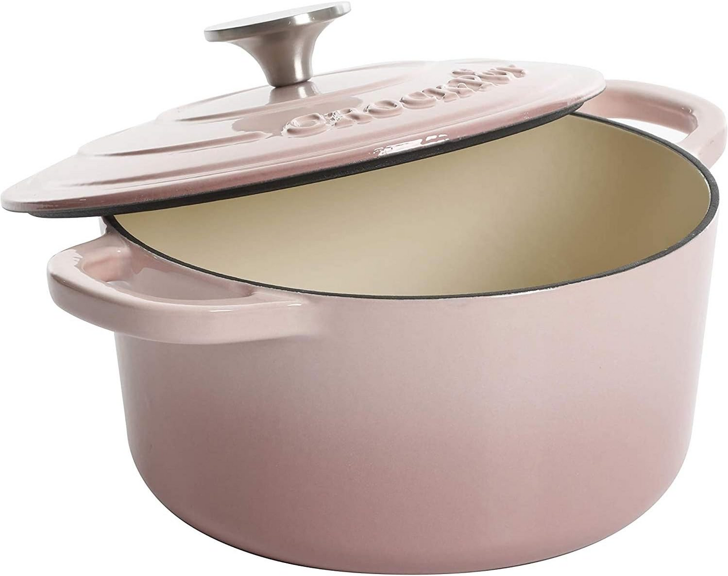 Crock-Pot Artisan 5 Quart Round Enameled Cast Iron Dutch Oven with Lid in Blush Pink
