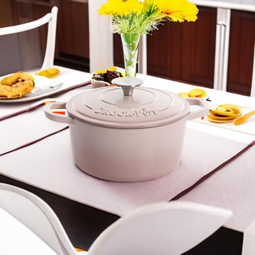 Crock-Pot Artisan 5 Quart Round Enameled Cast Iron Dutch Oven with Lid in Blush Pink