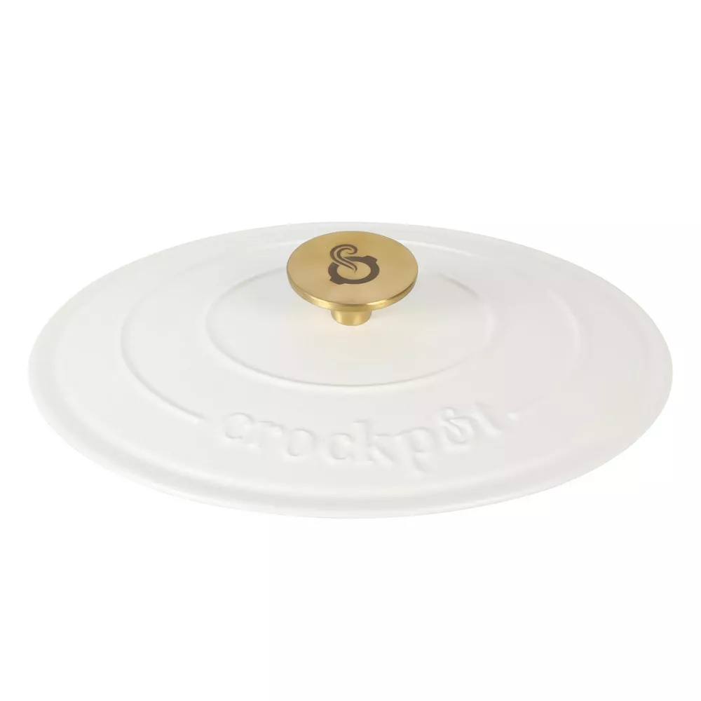 Crock-Pot Artisan 7 Quart Oval Enameled Cast Iron Dutch Oven with Lid in Linen