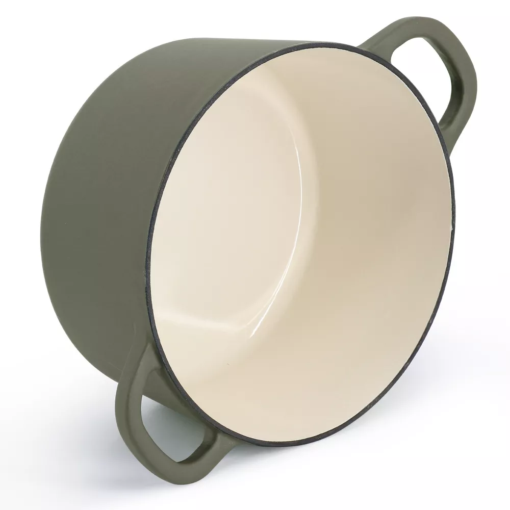 Crock-Pot Artisan 7 Quart Round Enameled Cast Iron Dutch Oven with Lid in Matte Green