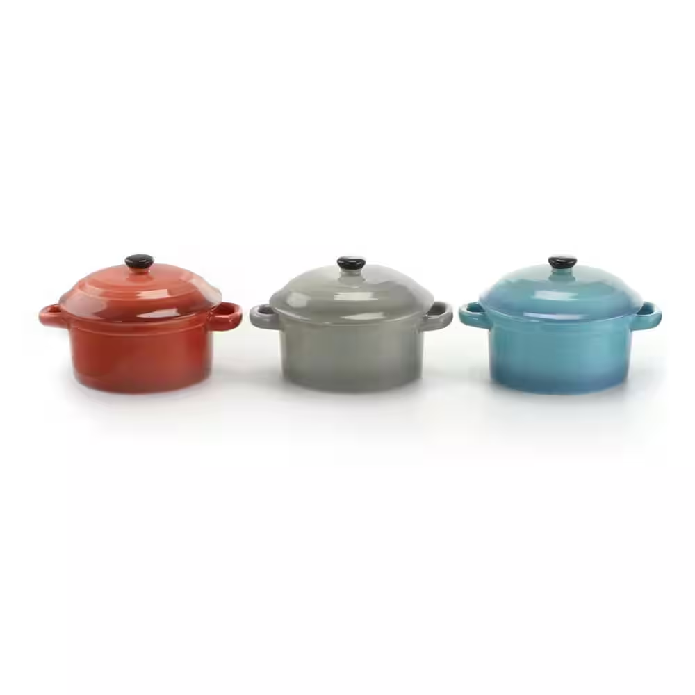 Crock-Pot Pembury 3 Piece 9.6 Ounce Stoneware Casserole Dish Set in Assorted Colors